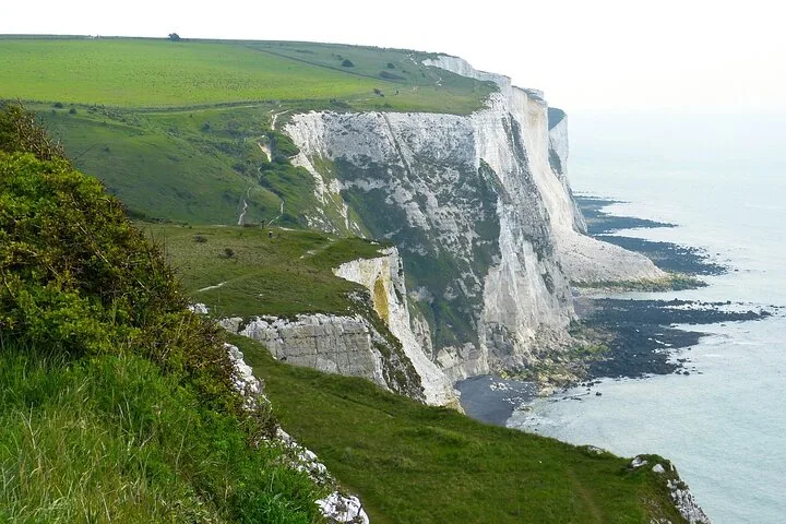 Scenic view along the coastline showing the White Cliffs of Dover