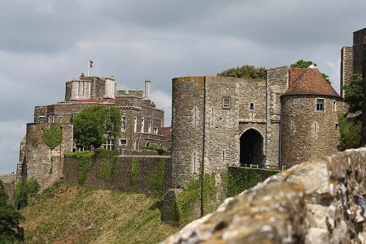 Exterior view of Dover Castle with its historic stone walls and towers